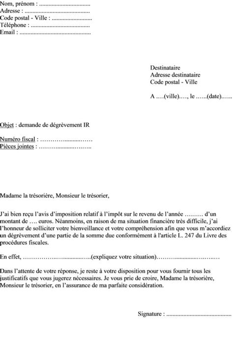 Modèle De Lettre De Demande Dexonération De La Taxe Foncière