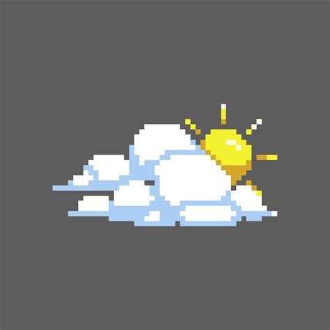 Premium Vector Pixel Art Cloud And Sun