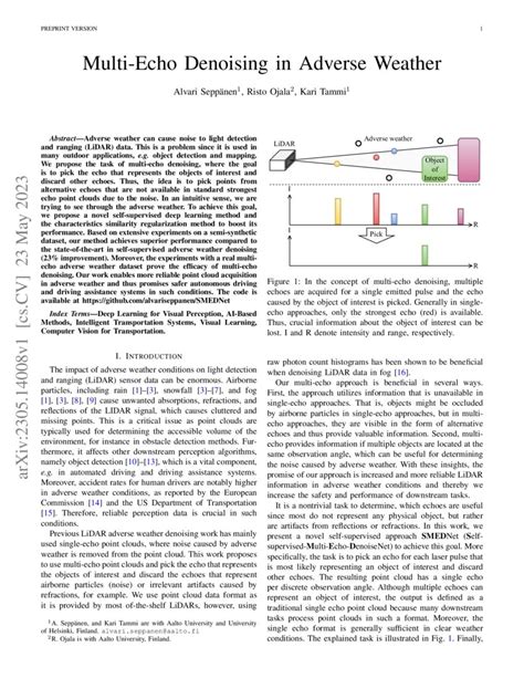 Multi Echo Denoising In Adverse Weather Deepai