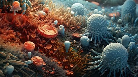 Premium AI Image | Microbes and bacteria under the microscope