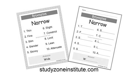 Narrow synonyms: Download FREE poster and worksheet - Study Zone Institute