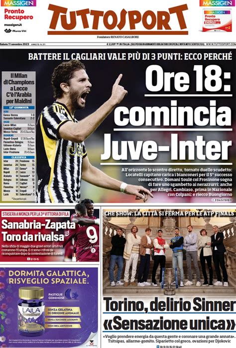 Revue De Presse Italienne Du 11 Novembre 2023 TuttoSport Corriere