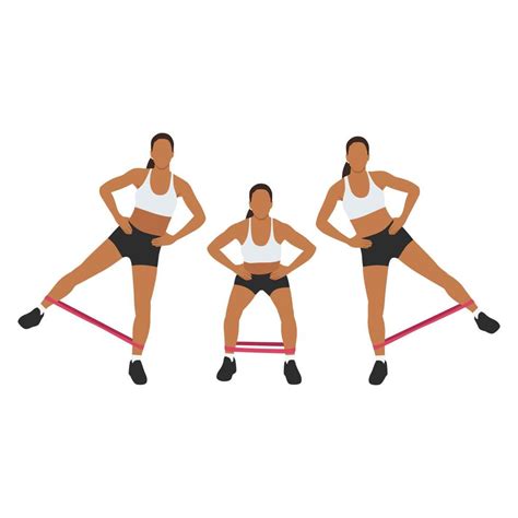 Woman Doing Resistance Band Squat Leg Abduction Exercise Flat Vector