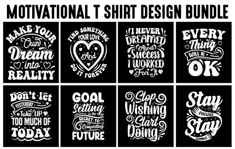 Lettering T Shirt Design Bundle Motivational Saying T Shirt Design Set