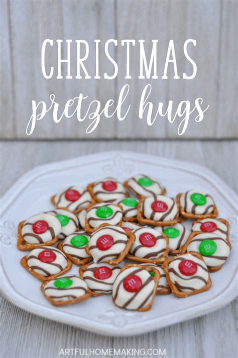 Christmas Pretzel Hugs M&M Treats - Artful Homemaking