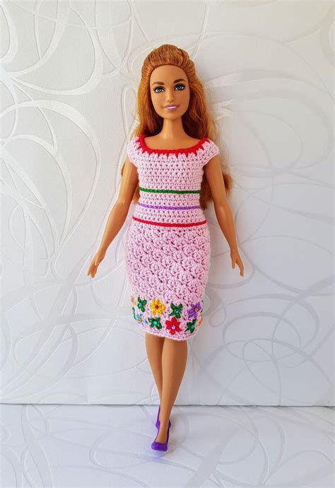 Barbie Clothes Barbie Crochet Dress For Barbie Doll 43B | Curvy barbie ...