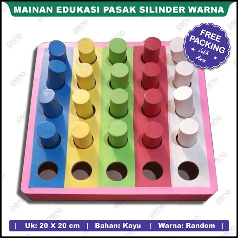 Jual Mainan Edukasi Edukatif Anak Puzzle Kayu Balok Pasak Warna