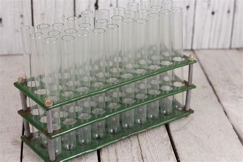 Enameled Test Tube Holder With 30 Glass Test Tubes Vintage Etsy Uk