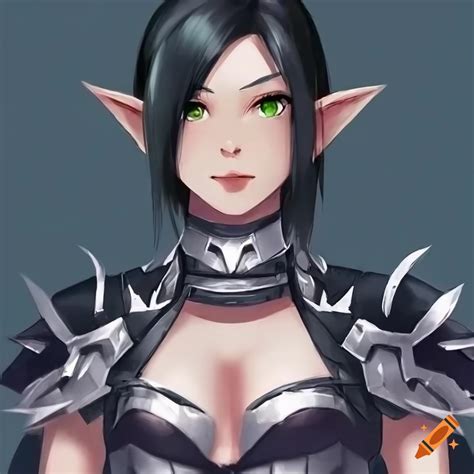 Concept Art Of A Confident Female Elf With Black Hair On Craiyon