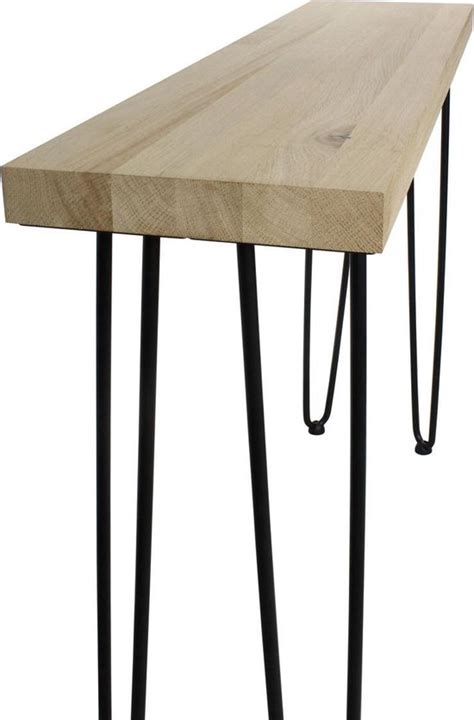 Sidetable Industrieel Met Massief Eiken X X Cm Met Zwarte Duo