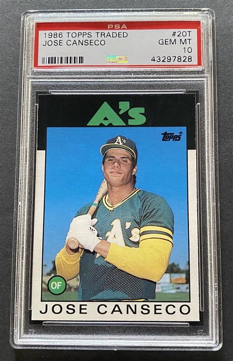 Jose Canseco 1986 TOPPS TRADED ROOKIE RC 20T OAKLAND A S PSA 10 GEM