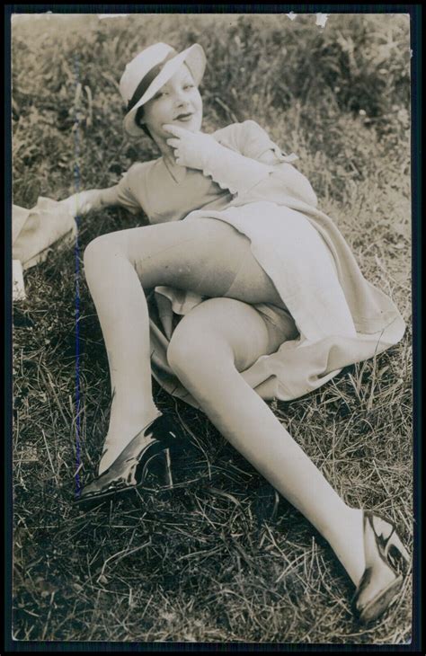 French Nude Woman Biederer On Floor Crossed Legs Original C1925 Photo