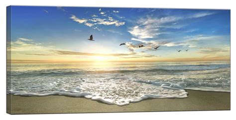 Amazon.com: Beach Wall Art for Living Room - Ocean Pictures Sunset Canvas Wall Decor Blue Sky ...