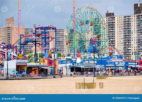 The Beach And The Amusement Park At Coney Island In New York City