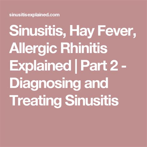 Part 2 Diagnosing And Treating Sinusitis Sinusitis Allergic