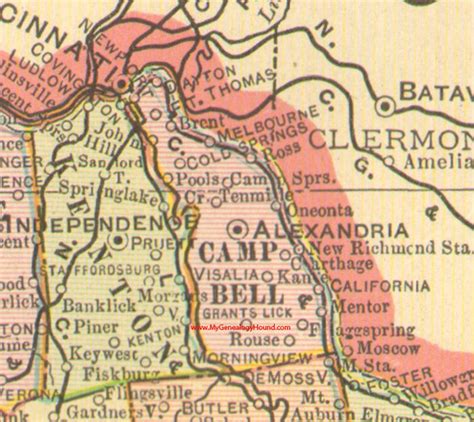 Campbell County Kentucky 1905 Map Alexandria Ky Kentucky Campbell