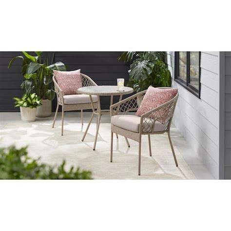 Stylewell Fairlake Natural 3 Piece Steel Wicker Outdoor Bistro Set With