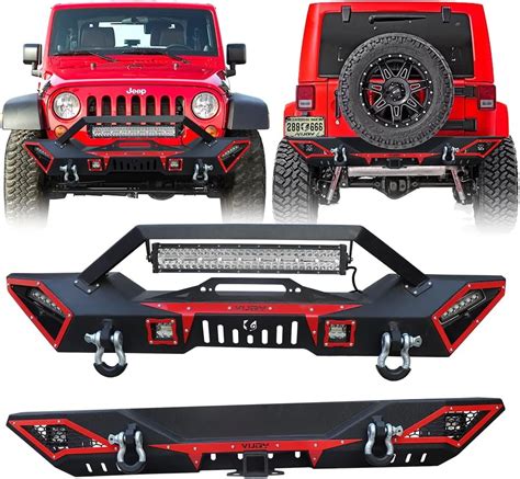 Luywte Black Texture Steel Front And Rear Bumper Wwinch