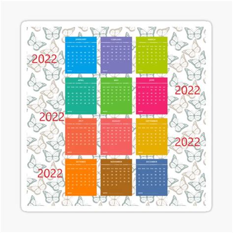 "Butterfly 2022 Calendar" Sticker for Sale by justrachna | Redbubble