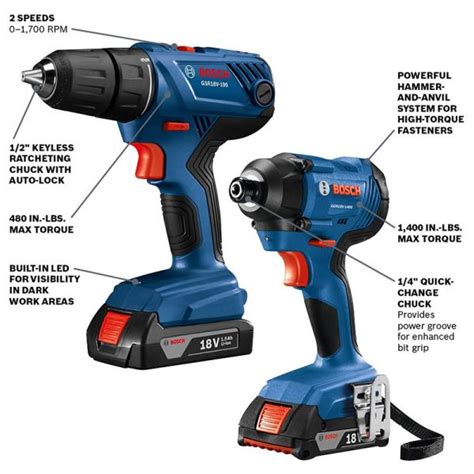 Gxl18v 26b22 Bosch 18v 2 Tool Combo Kit With Compact 12″ Drilldriver