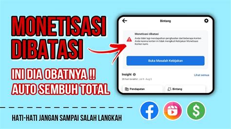 CARA MENGATASI MONETISASI DIBATASI Facebook Profesional YouTube