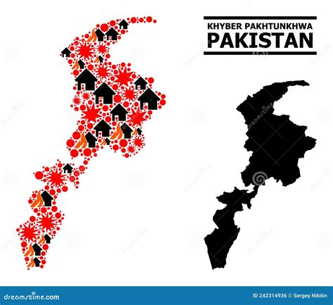 War Collage Map Of Khyber Pakhtunkhwa Province Stock Vector