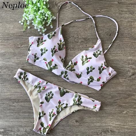 Neploe New Arrivals Cactus Printed Women Bikinis 2018 European Hot Sale