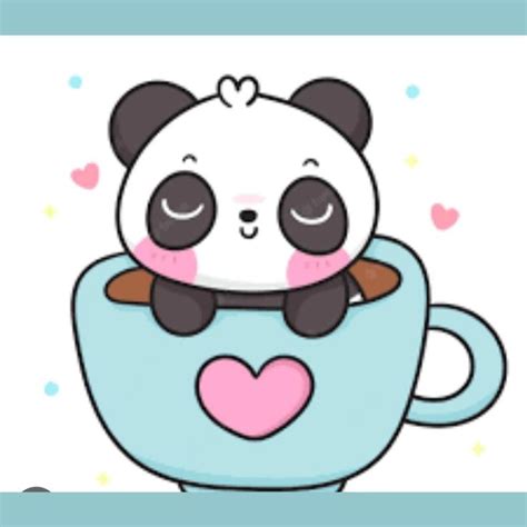 Panda Dans Une Tasse Panda Lindo Garabatos Kawaii Pandas Animados