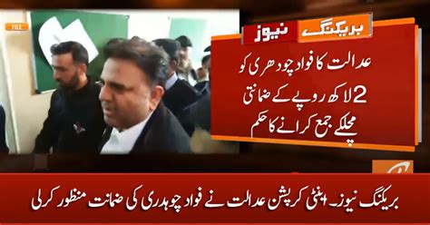 Anti Corruption Court Approves Fawad Chaudhry S Bail