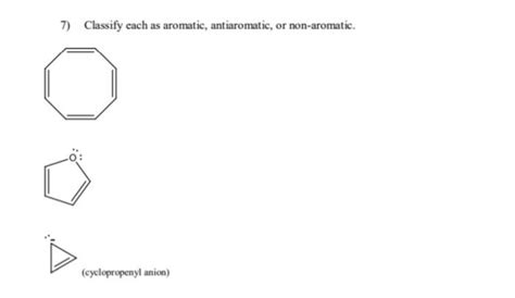 Solved 7 Classify Each As Aromatic Antiaromatic Or