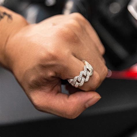 Cuban Link Iced Out Diamond Ring Etsy