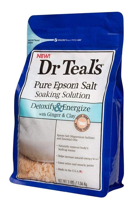 Dr Teal S Pure Epsom Salt Soaking Solution Detox And Energize With Ginger And Clay 3lbs Muscle