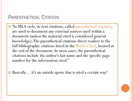 Ppt Mla Parenthetical Citation Works Cited Powerpoint