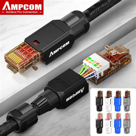 Ampcom Rj45 Connector Tool Free Cat6a Cat6 10gbps Utp Field Modular Plug Tool Free Ethernet