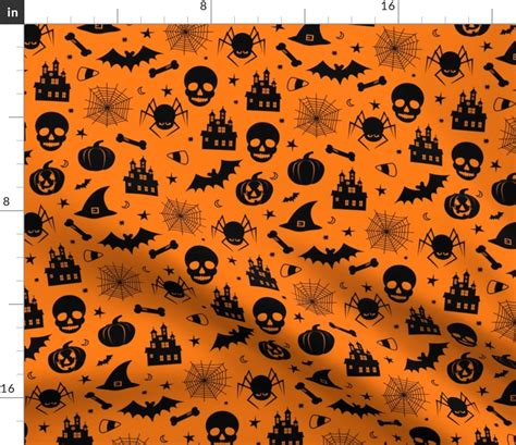 Halloween Pattern Orange and Black Fabric | Spoonflower