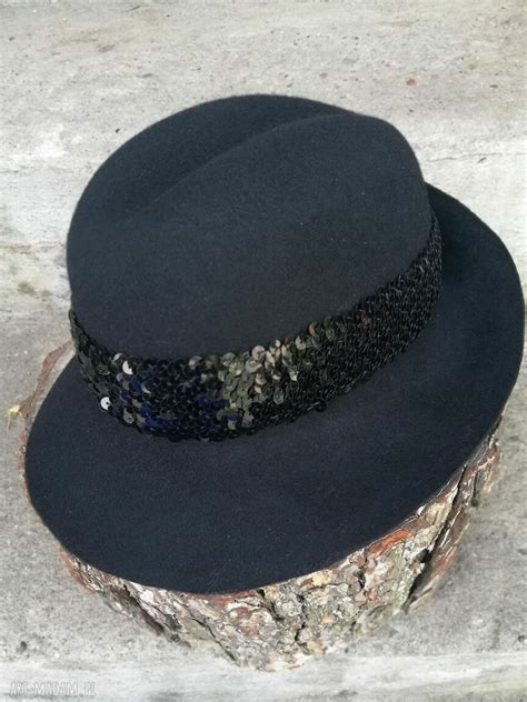 Kapelusze Handmade Czarna Fedora Art Madam Pl