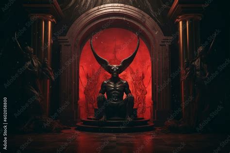 Realistic Digital Art Of A Satanic Temple With A Portal To Hell