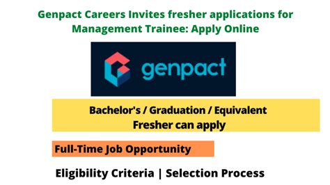 Genpact Careers Invites Fresher Applications For Management Trainee