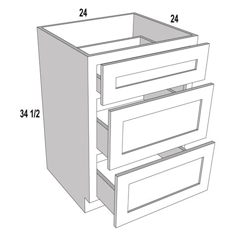 3db24 Timeless White Three Drawer Base Cabinet 24w X 34 12h X