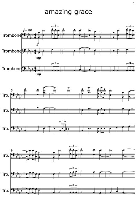 Amazing Grace Sheet Music For Trombone