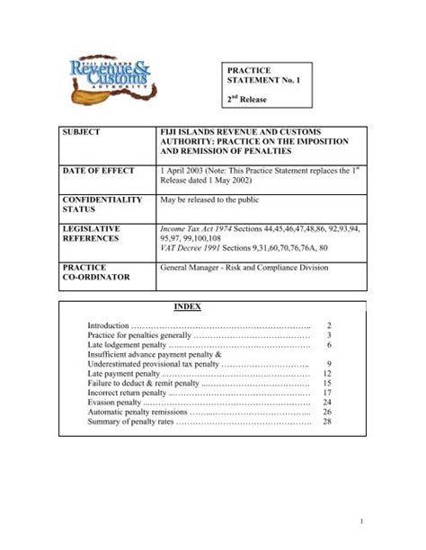 Imposition And Remission Of Penalties Fiji Revenue Customs