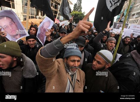 Gaza City Gaza Strip Palestinian Territory 19th Jan 2015 Palestinian Salafists Shout During