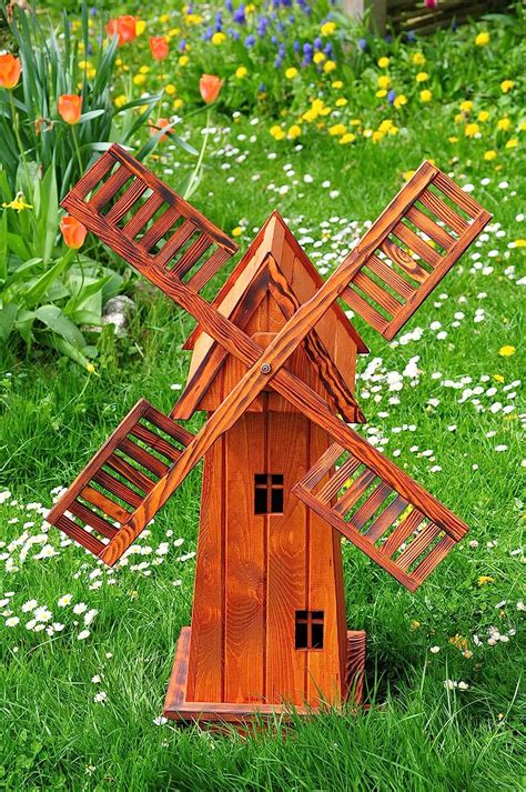 Grosse Holz Windmühle Gartenwindmühlen groß 100 cm einstöckig Klassik