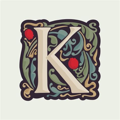 K letter medieval gothic initial blackletter Vector Image