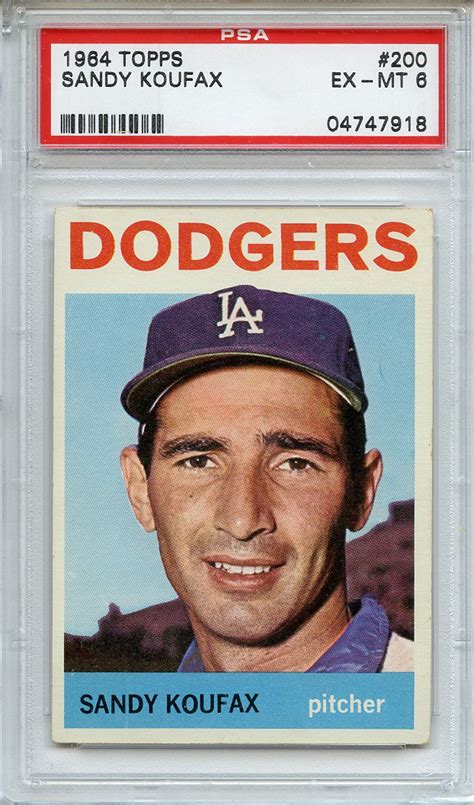 Lot Detail 1964 Topps 200 Sandy Koufax Psa Ex Mt 6