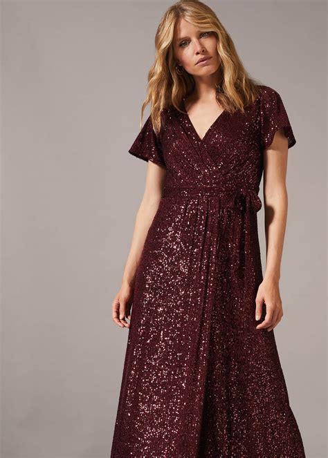 Amily Sequin Wrap Dress Phase Eight Row