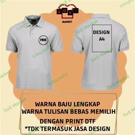 Jual BAJU KAOS POLO SHIRT CUSTOM FULL SABLON A4 FREE LOGO Putih S