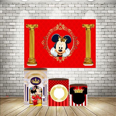 Capas De Cilindros Em Lona Mickey Vermelho Painel 2 50x1 70