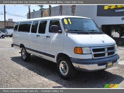 Bright White 2001 Dodge Ram Van 3500 Passenger Dark Slate Gray Interior