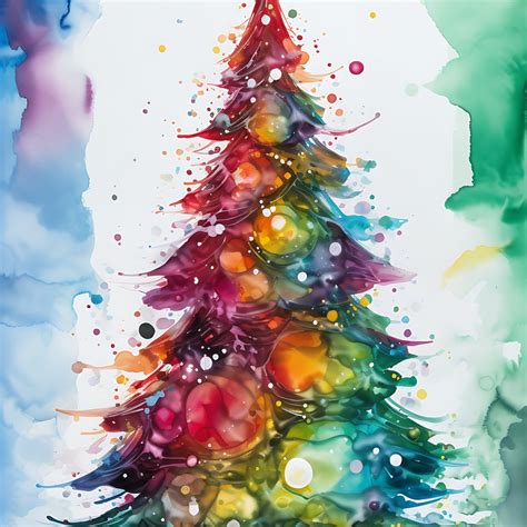 Watercolor Christmas Tree Photoshop Images